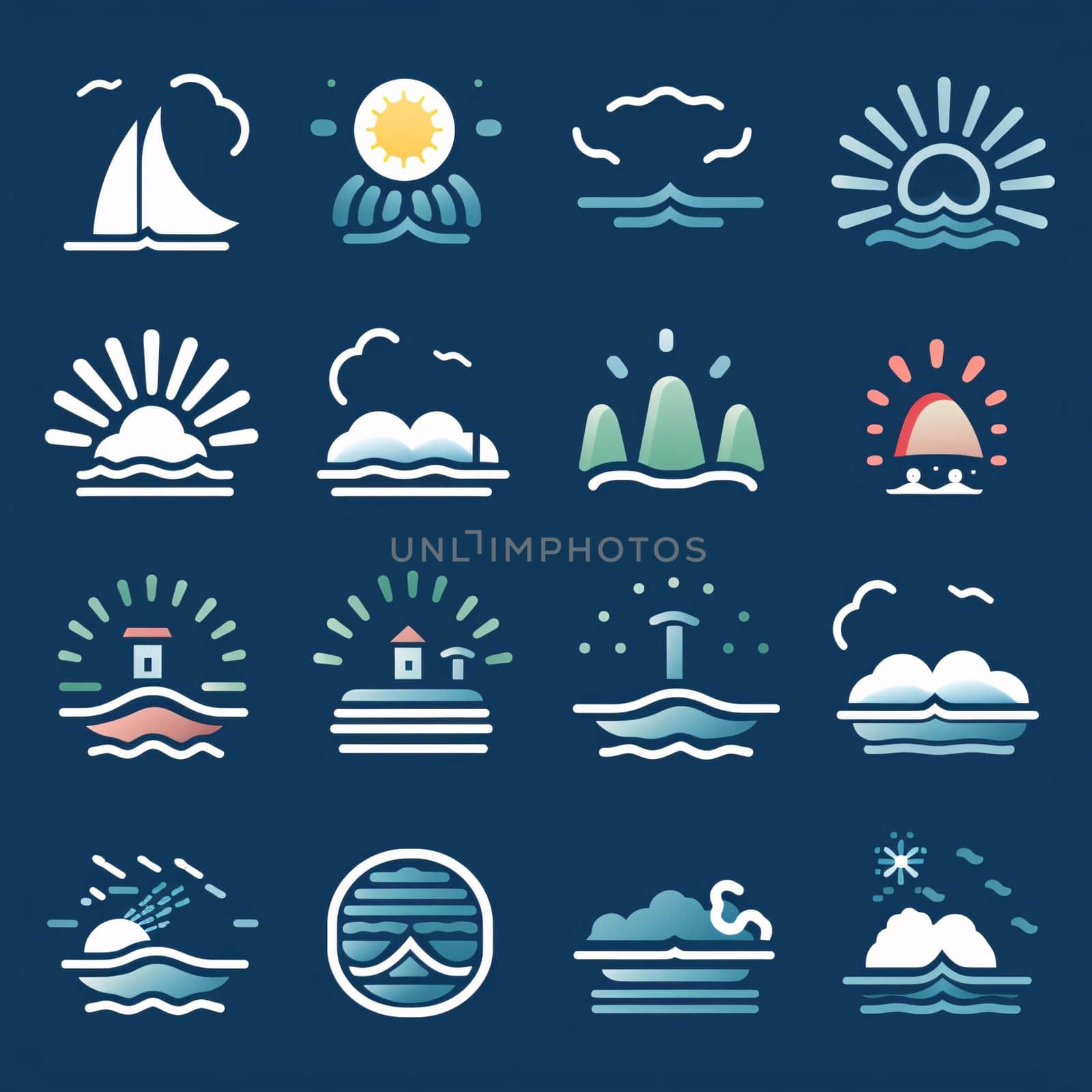 New icons collection: Set of sea and ocean icons. Vector illustration in flat style.