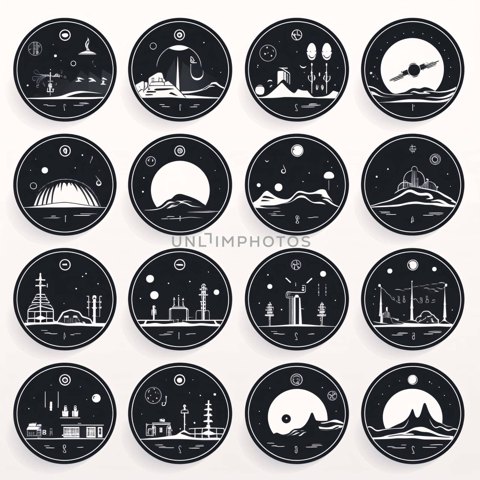 New icons collection: Set of travel, tourism and journey icons in a circle. Vector illustration
