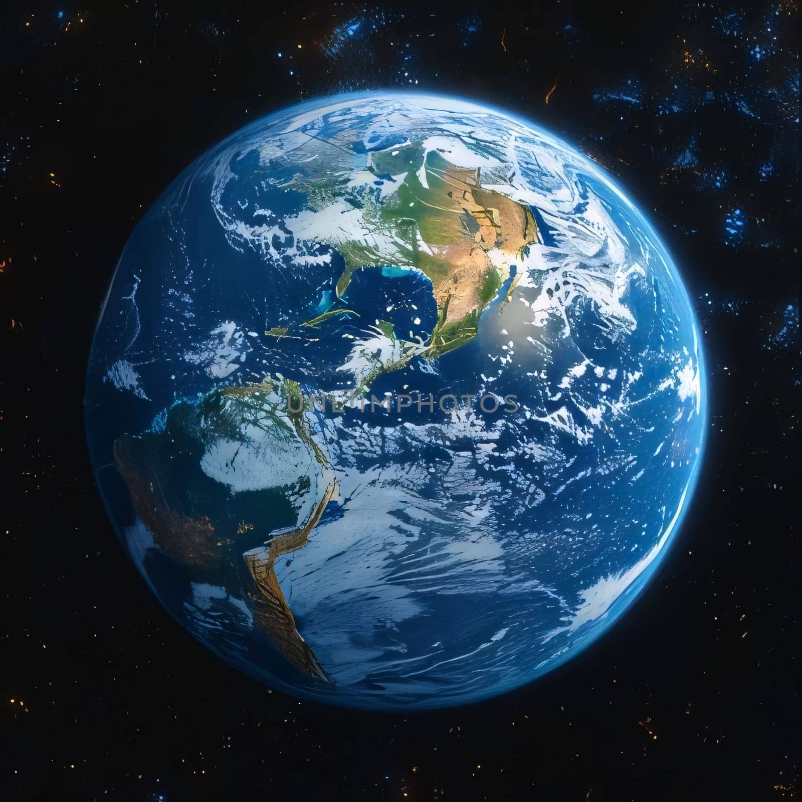 Earth Day: Earth planet in space with visible country borders. 3D illustration.
