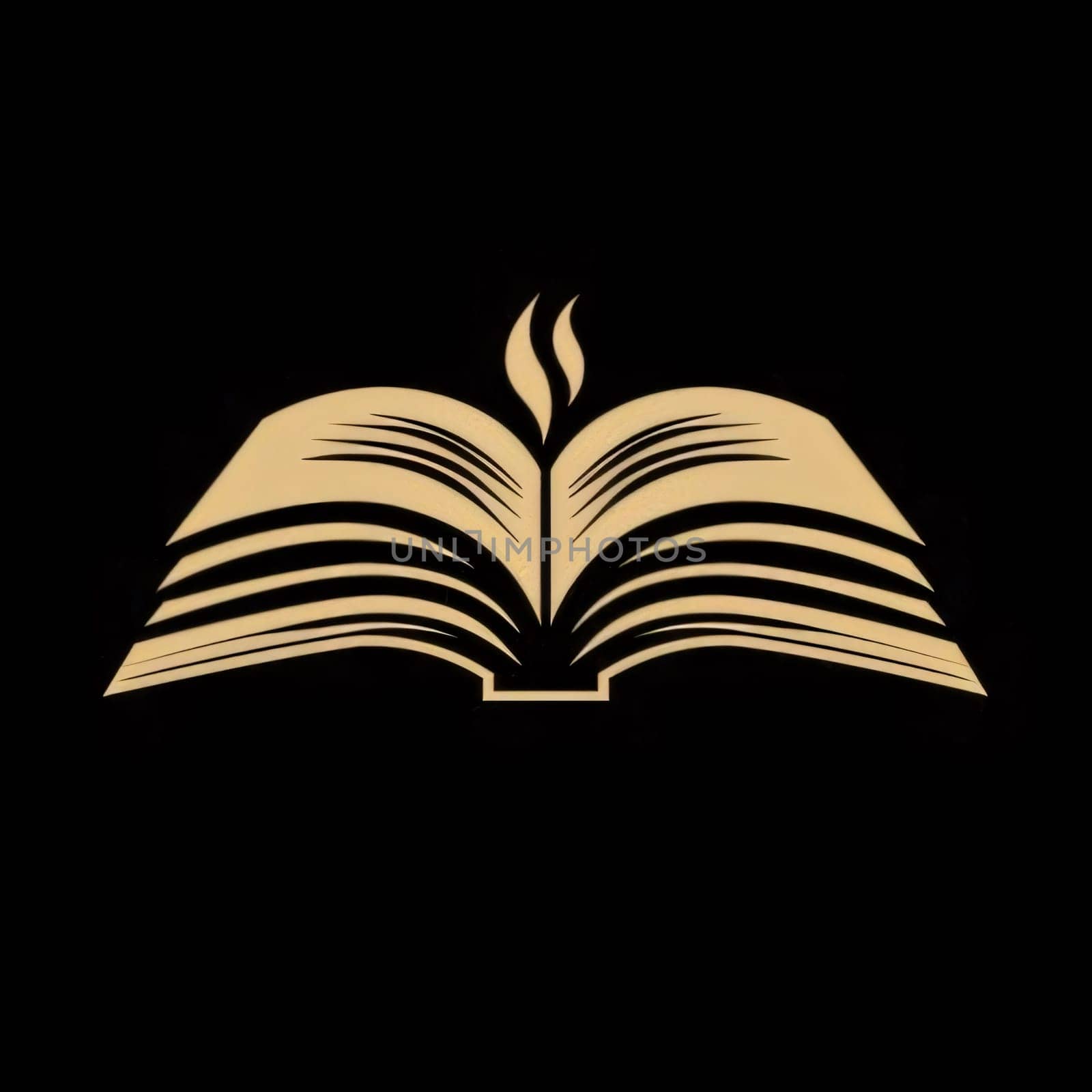 World Book Day: Open book icon on black background. Vector illustration. Eps 10.