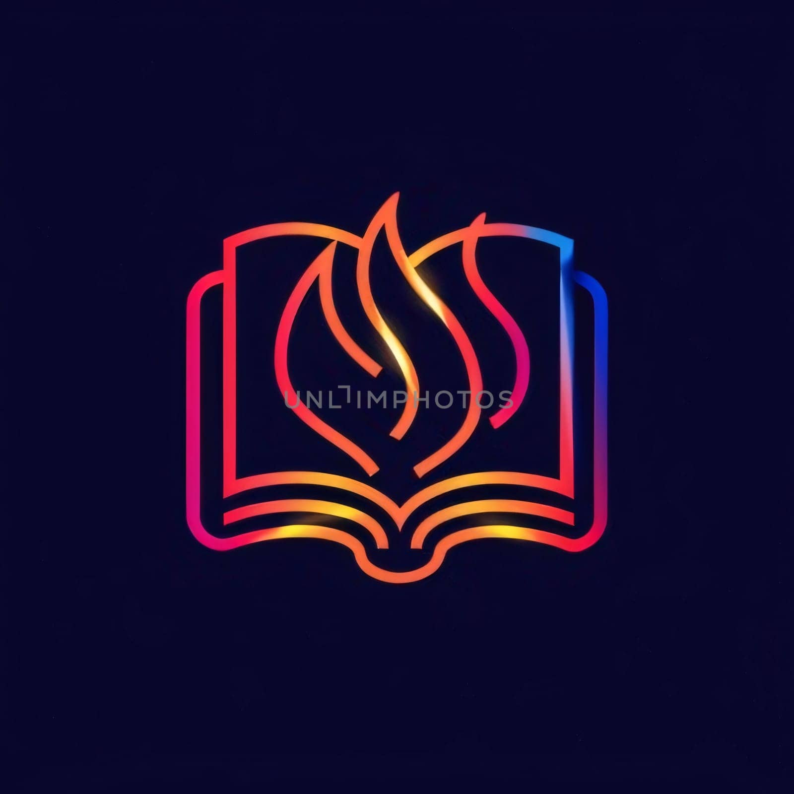 World Book Day: Open book with fire flame. Vector illustration. Colorful linear icon.