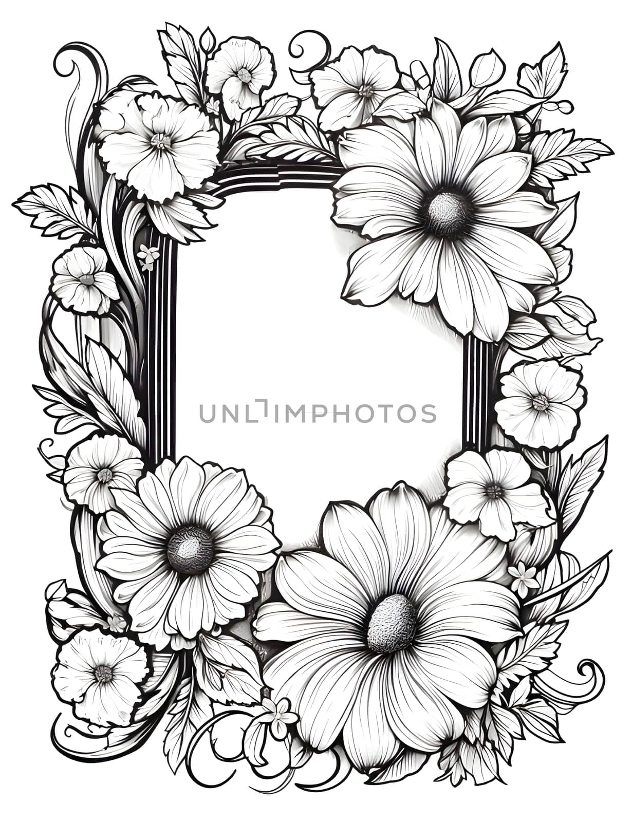 Black and white mono frame with flowers. by ThemesS
