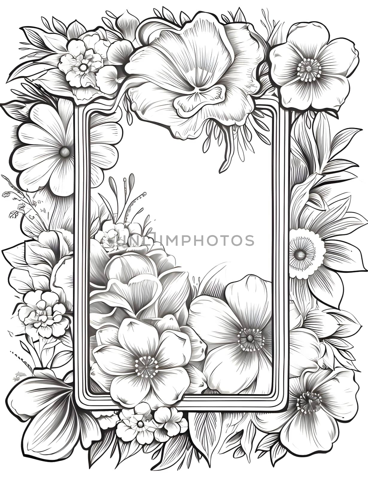 Black and white mono frame with flowers. by ThemesS