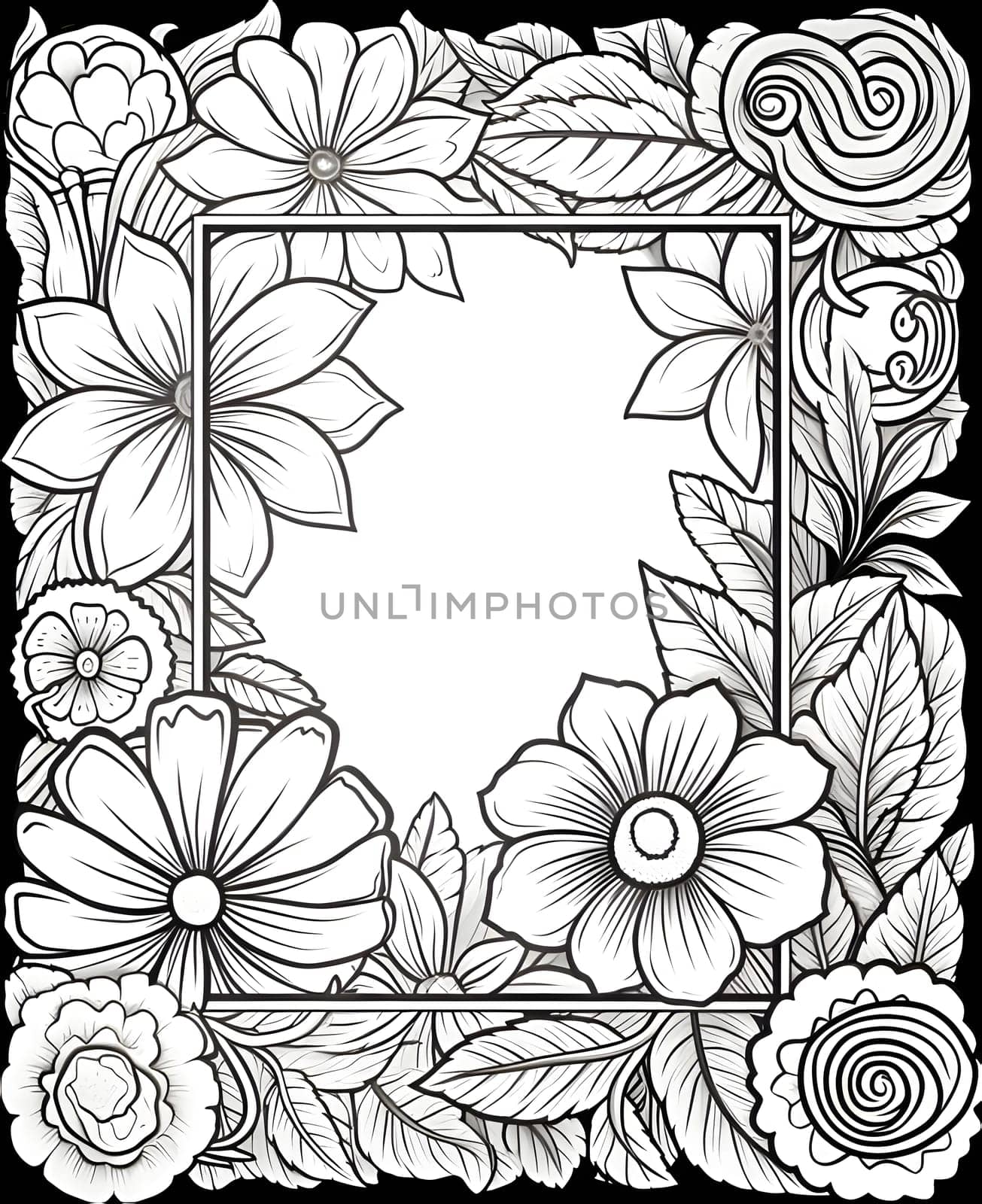 Black and white mono frame with flowers. by ThemesS