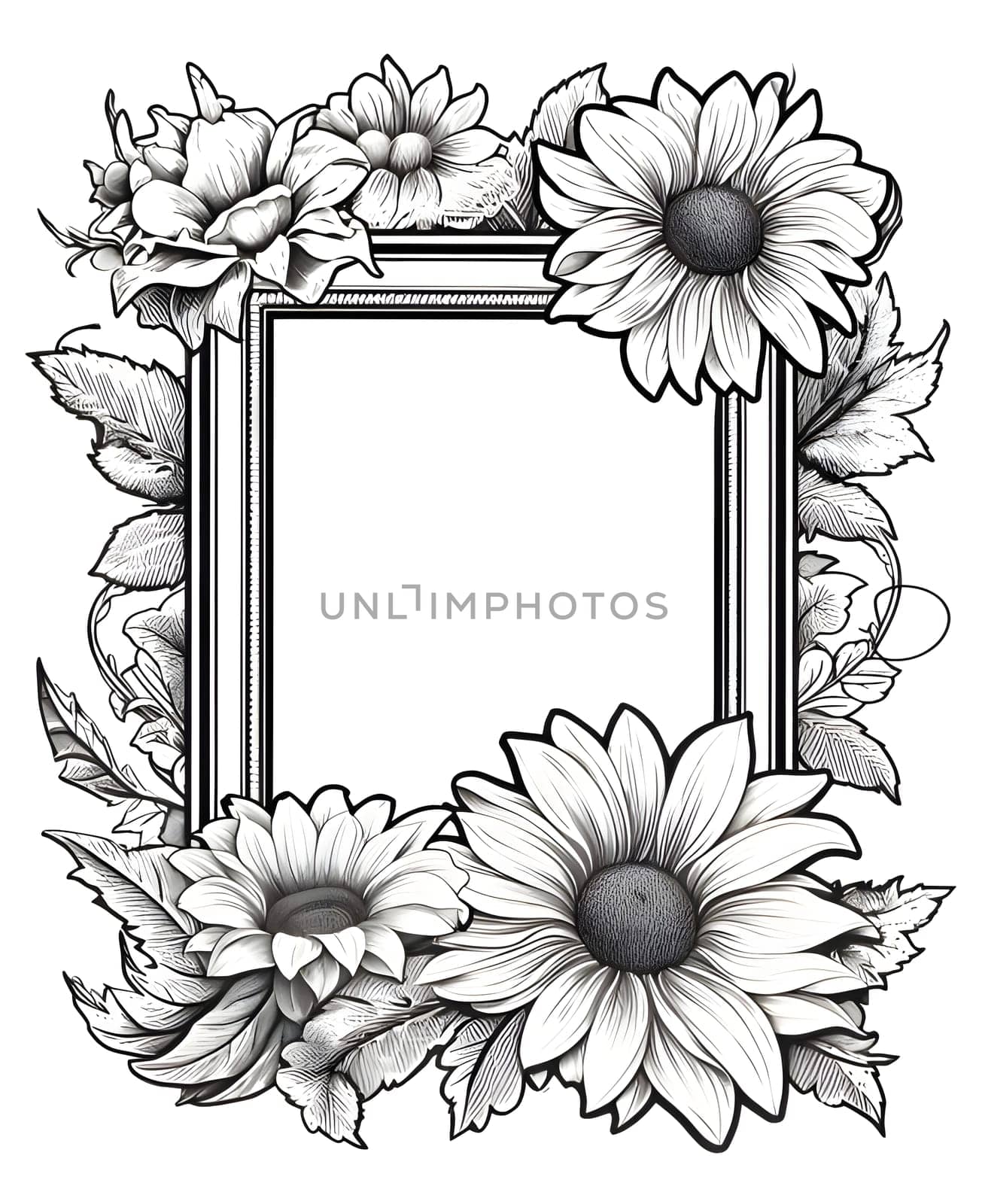 Black and white mono frame with flowers. by ThemesS