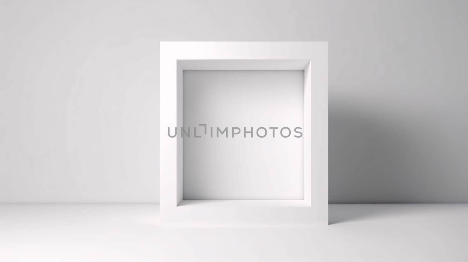 White blank with space for your own content, white frames on the wall. Graphic with space for your own content.