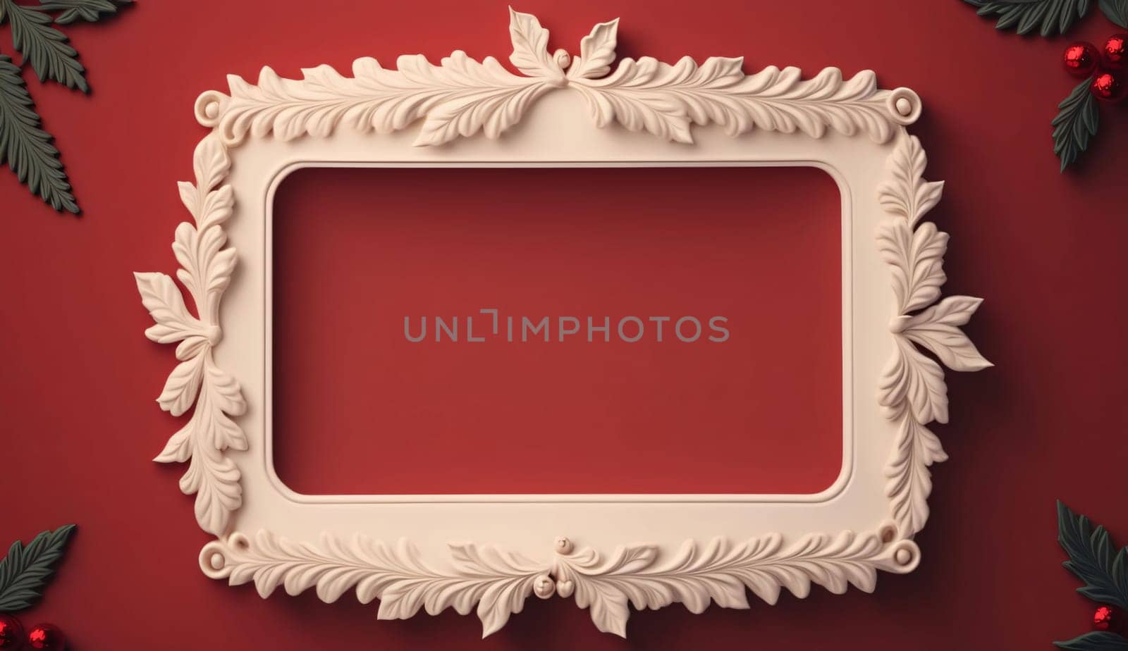 Blank in the middle with a decorated white border around it. Red background. by ThemesS