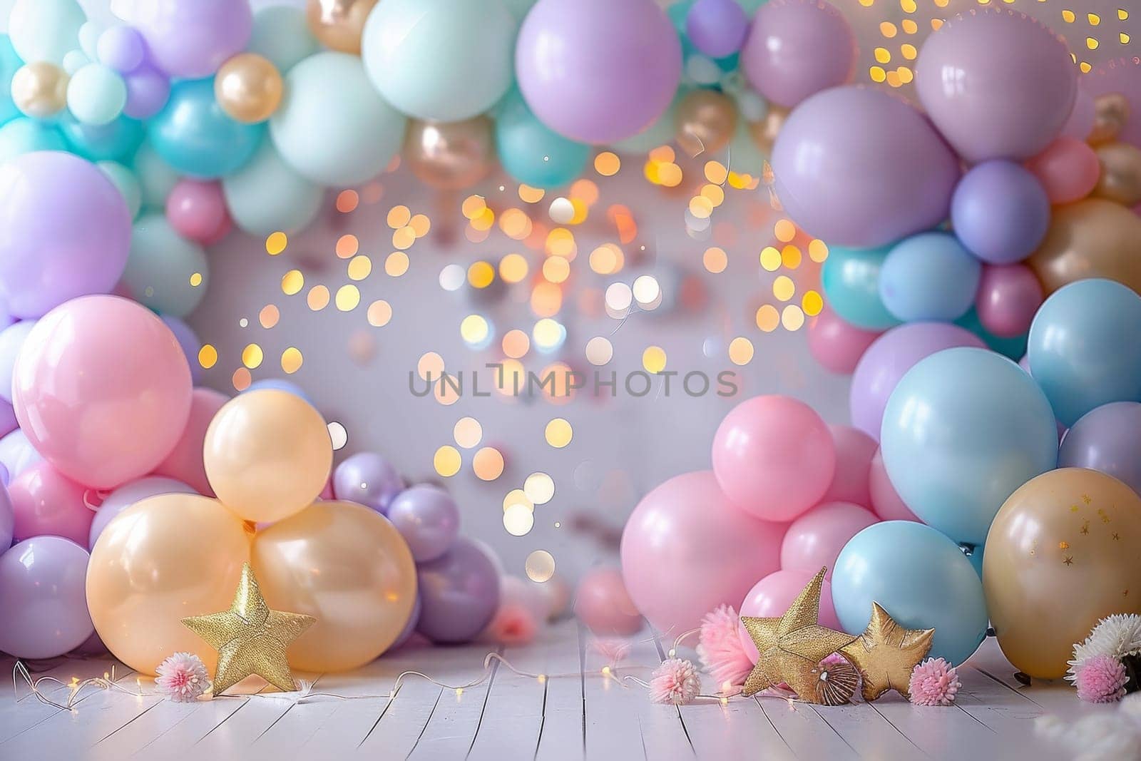 A colorful room with a lot of balloons and stars by itchaznong