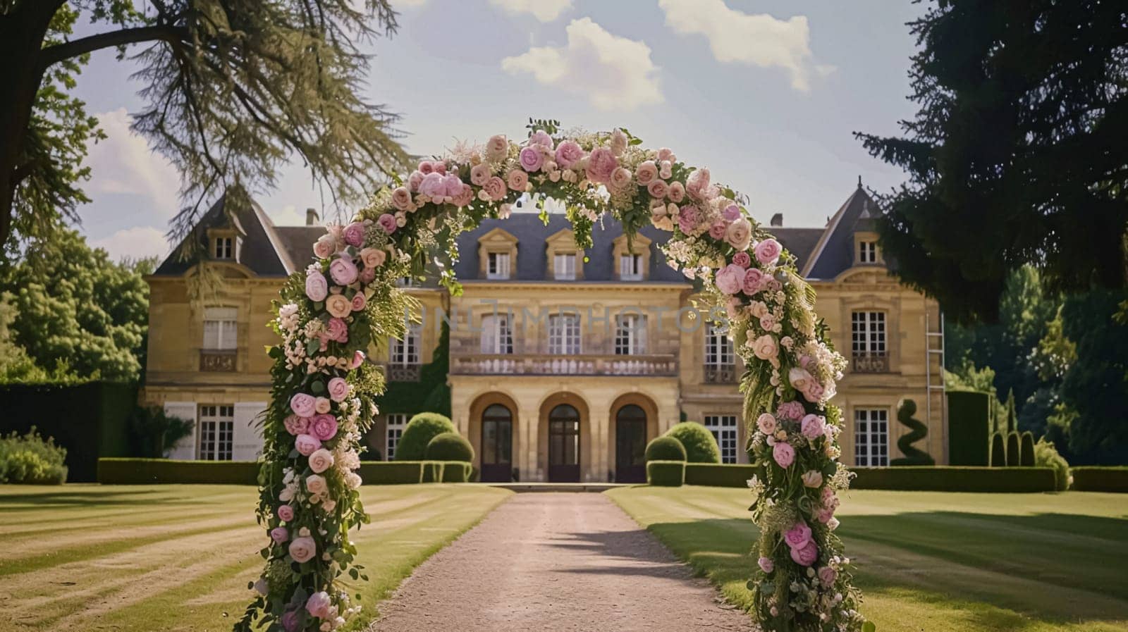 Wedding decoration with peonies, floral decor and event celebration, peony flowers and wedding ceremony in the garden, English country style