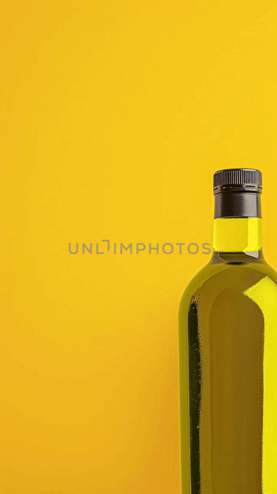 Olive oil bottle ad background with copyspace, vegetable oil commercial produce, food industry and retail concept