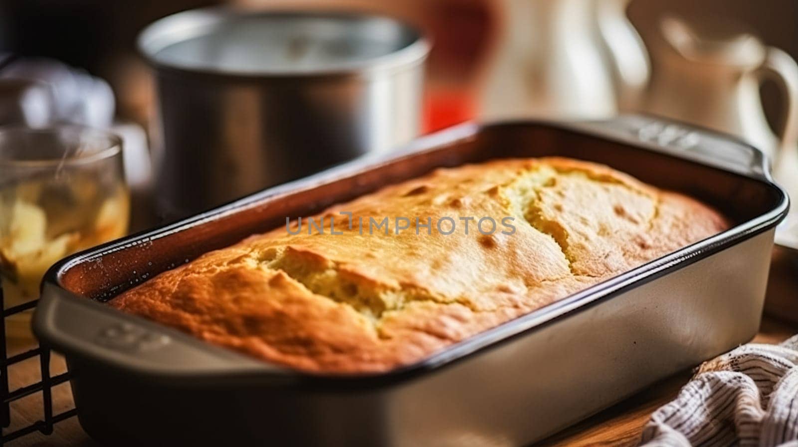 Banana bread in English country cottage, baking food and easy recipe idea for menu, food blog and cookbook inspiration