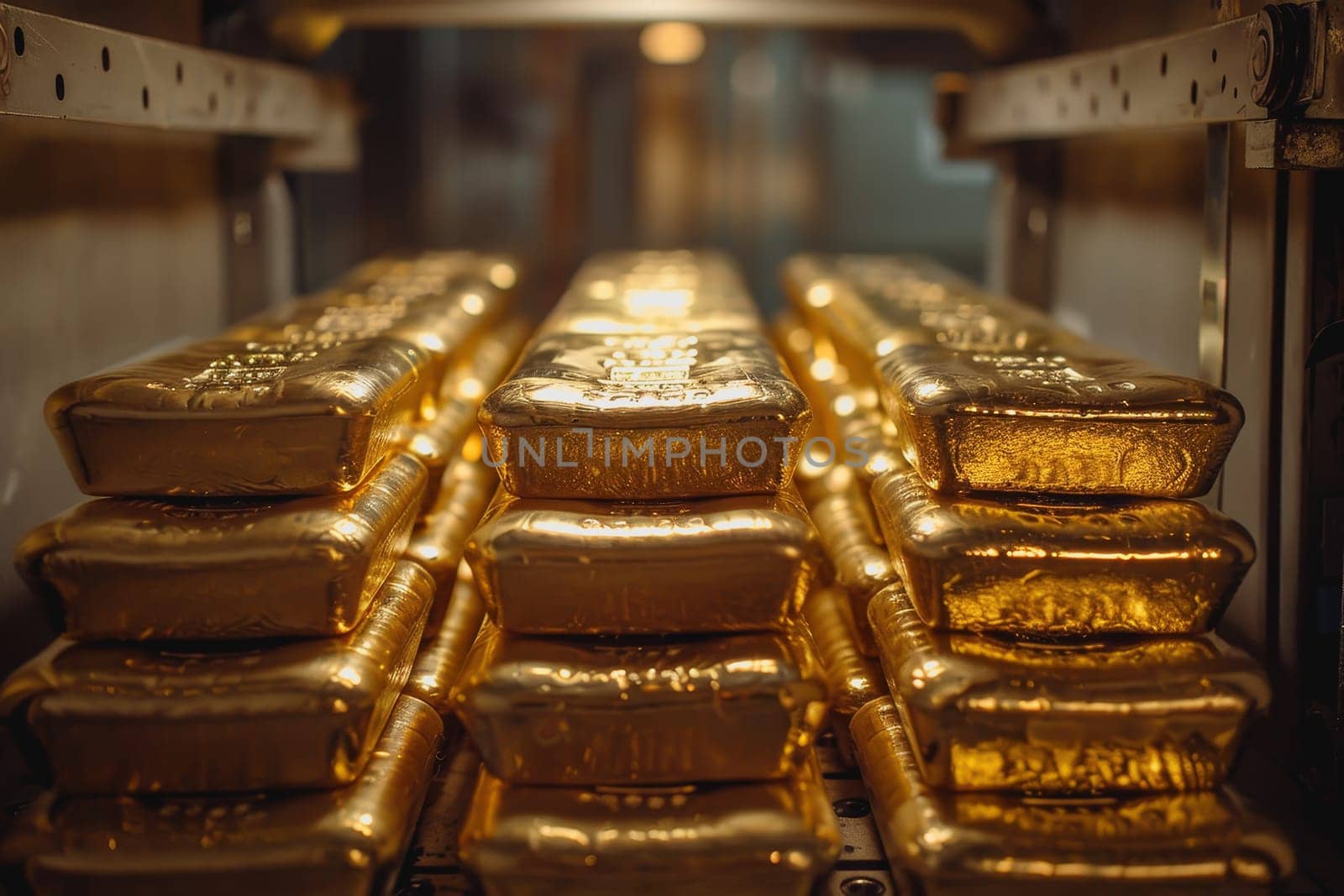 A stack of gold bars rests in the security room. by Manastrong