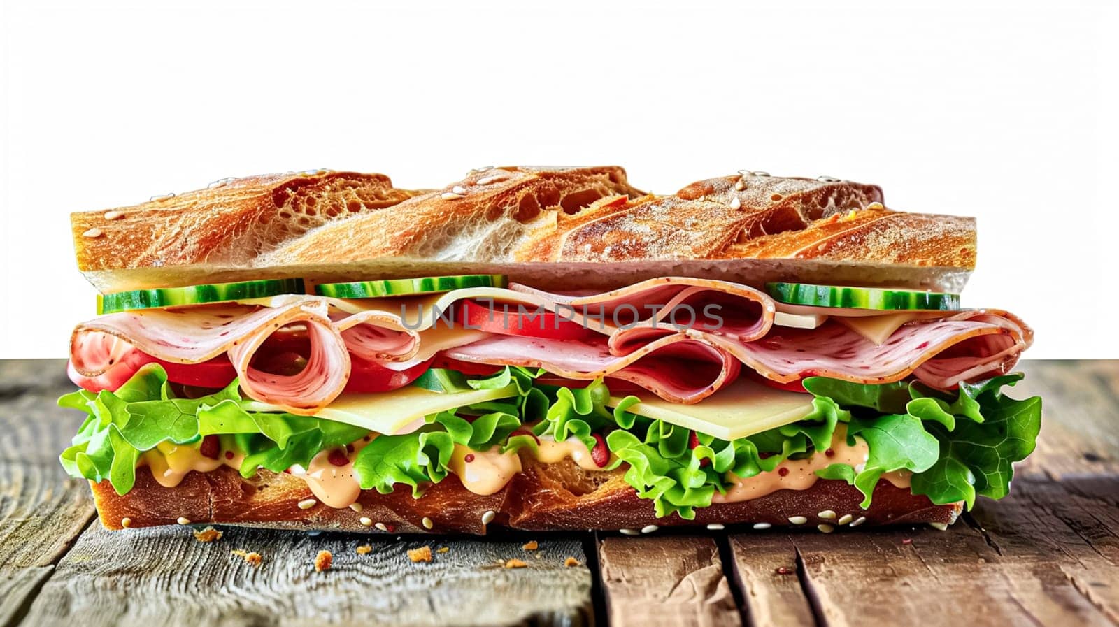 Perfect baguette sandwich, fast food chain menu commercial by Anneleven