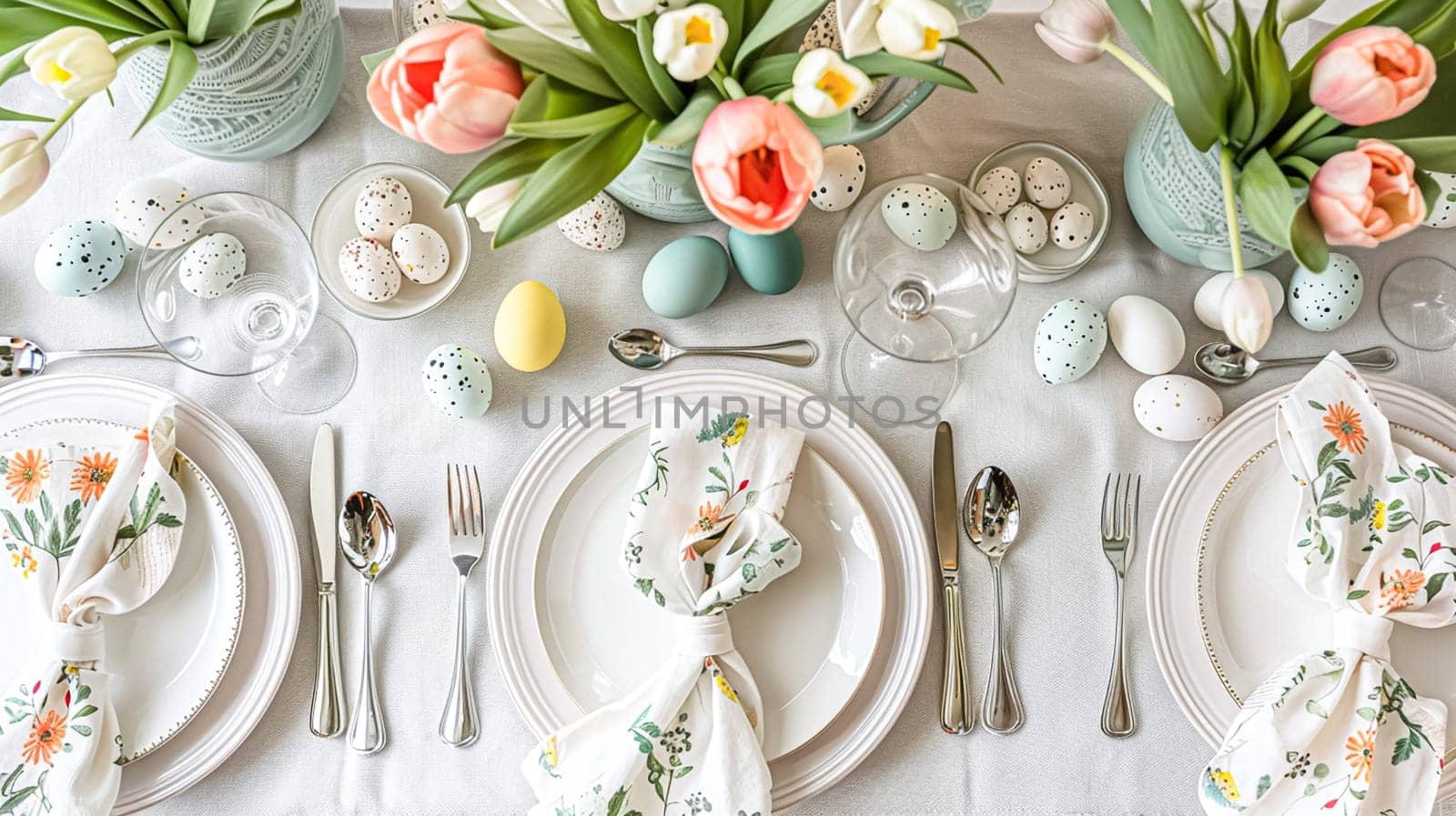 Easter tablescape decoration, floral holiday table decor for family celebration, spring flowers, Easter eggs, Easter bunny and vintage dinnerware, English country and home styling by Anneleven