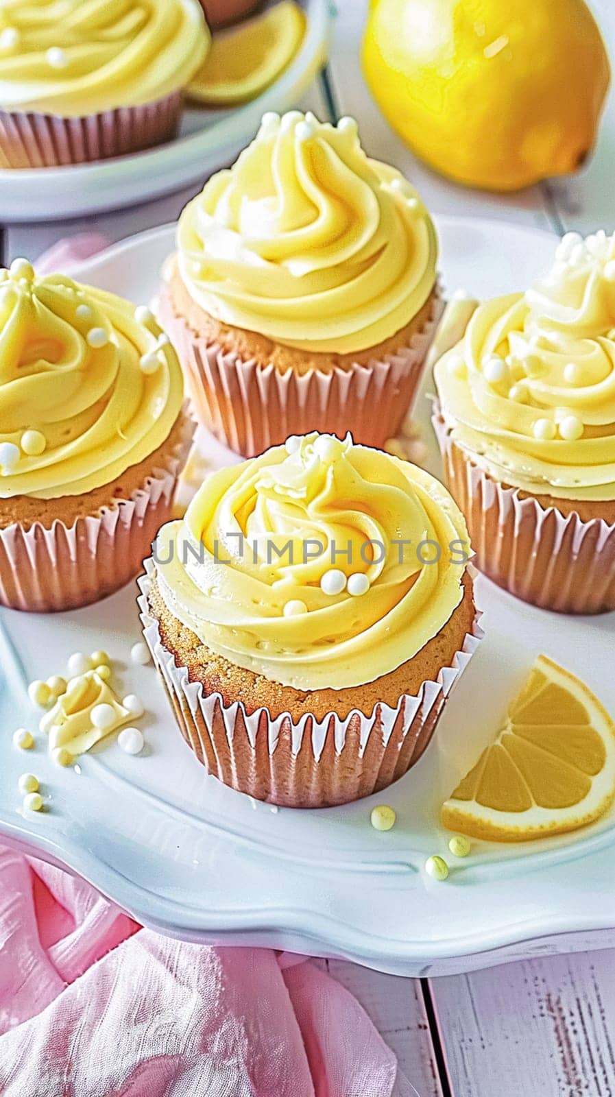 Homemade lemon cupcakes with buttercream frosting, baking recipe by Anneleven