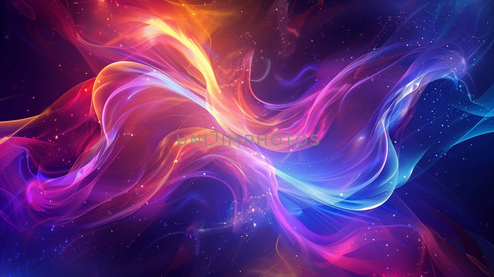 Beautiful 3d background with colorful waves and particles. High quality illustration