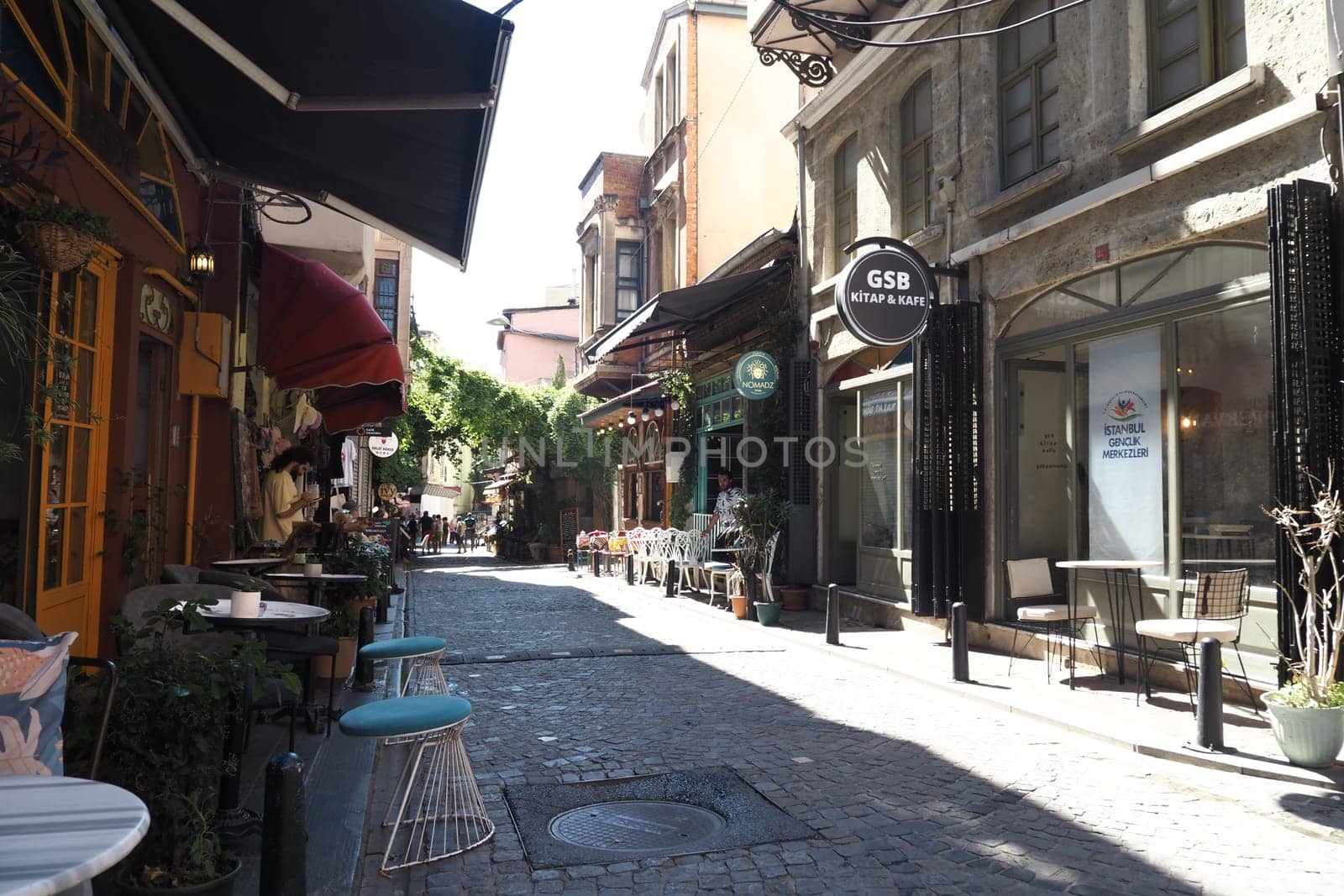 turkey istanbul 12 june 2023. cafe store front in old city Balat. Balat is popular touristic destination in Istanbul