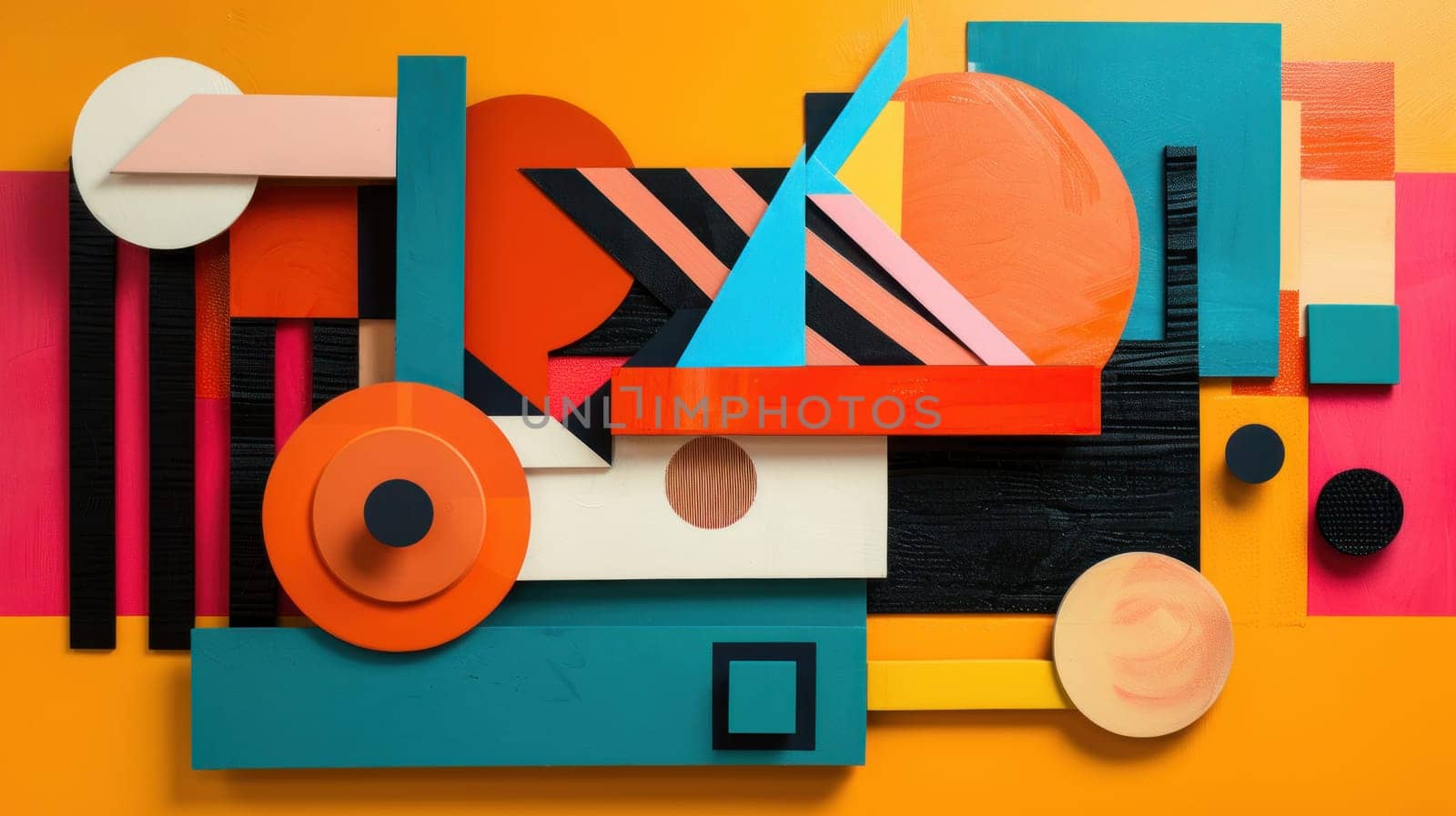 A colorful collage of shapes and circles.