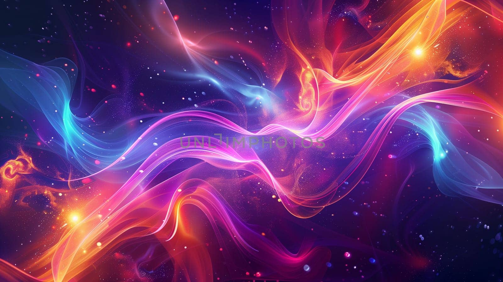 Beautiful 3d background with colorful waves and particles. High quality illustration