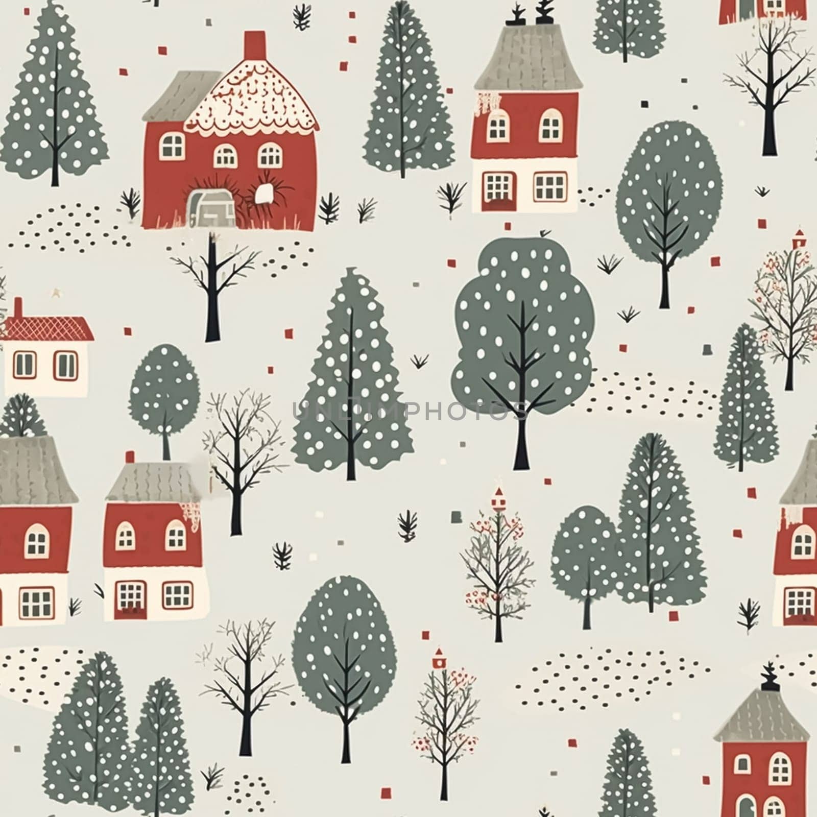 Seamless pattern, tileable Christmas holiday country dots print, English countryside cottage for wallpaper, wrapping paper, scrapbook, fabric and product design inspiration