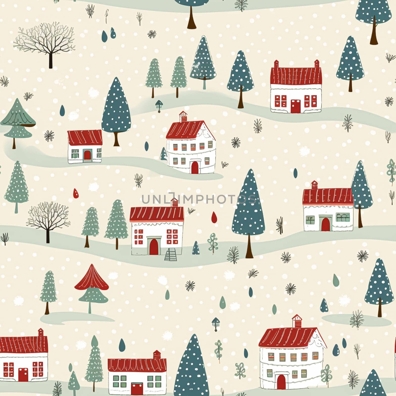 Seamless pattern, tileable Christmas holiday country dots print, English countryside cottage for wallpaper, wrapping paper, scrapbook, fabric and product design inspiration