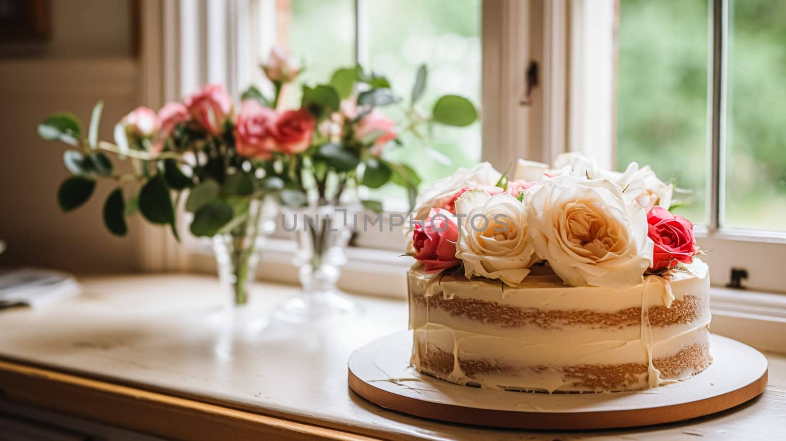 Homemade birthday cake in the English countryside house, cottage kitchen food and holiday baking recipe by Anneleven