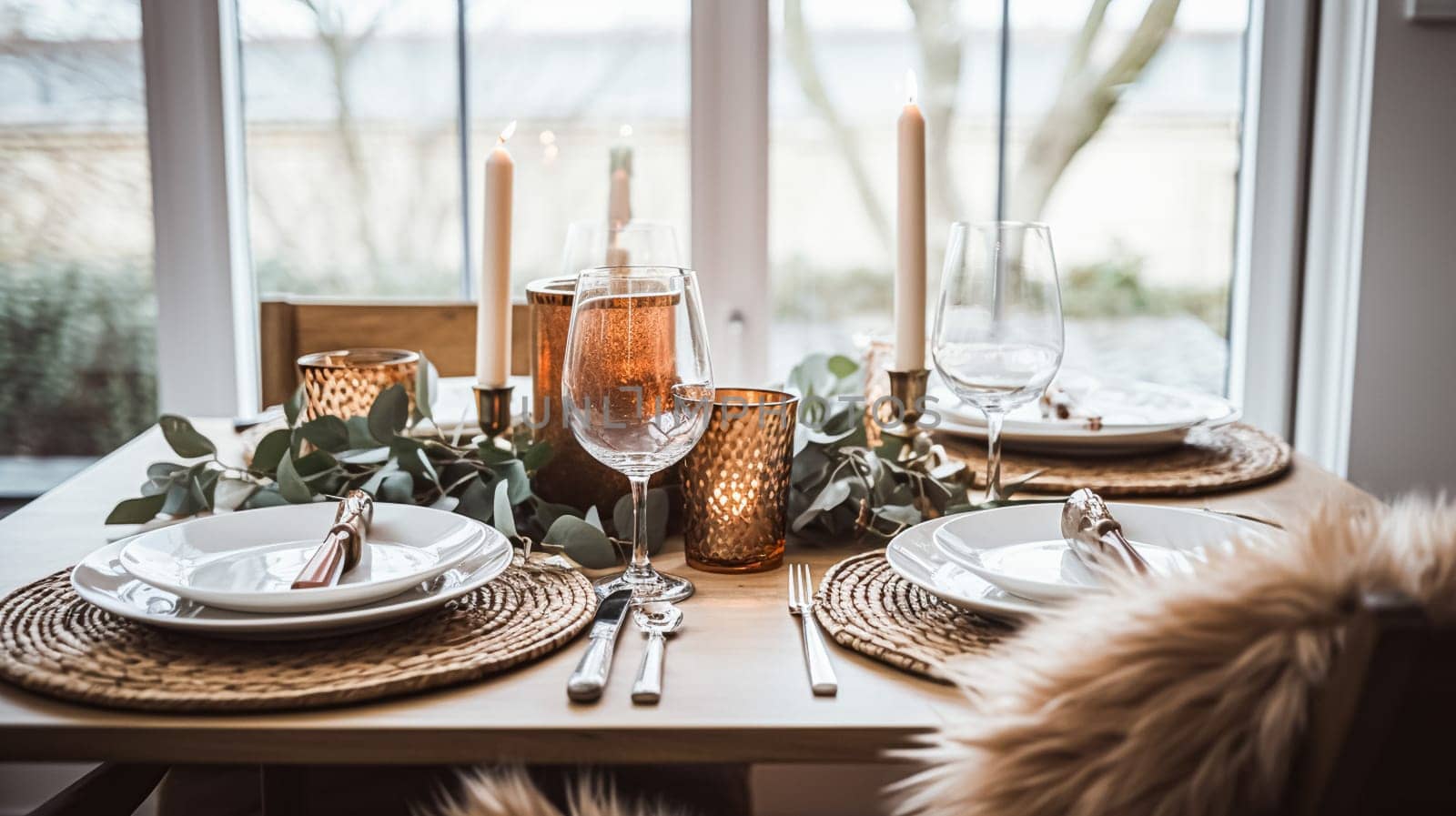 Holiday dinner at home, table decoration