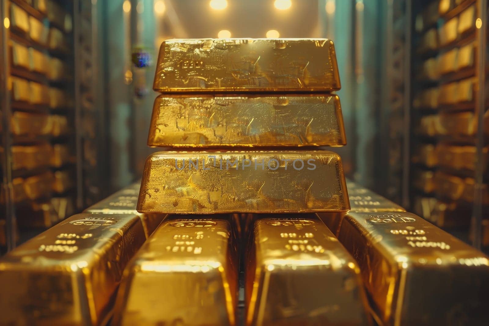 A stack of gold bars rests in the security room