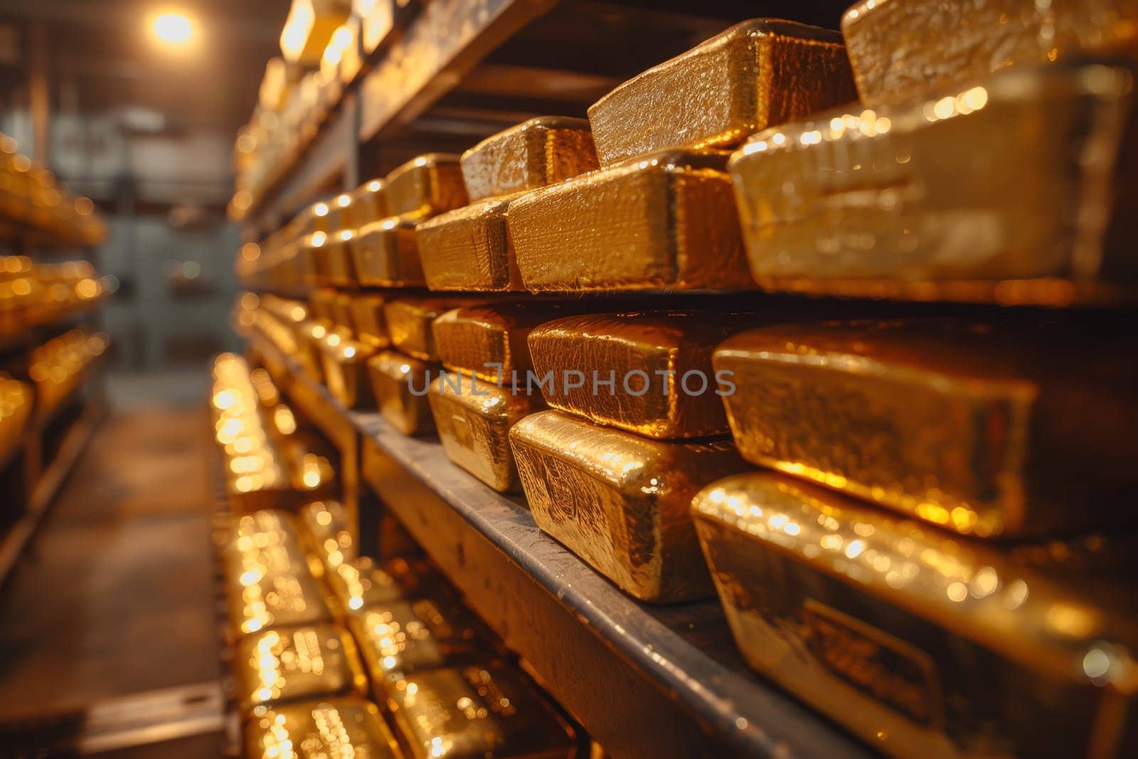 A stack of gold bars rests in the security room