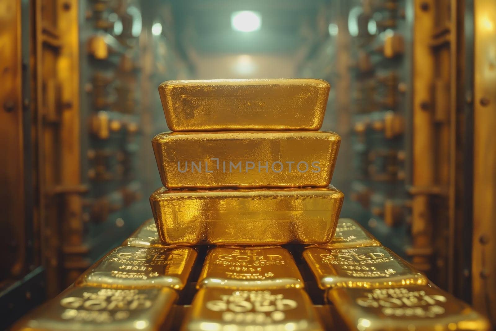 A stack of gold bars rests in the security room