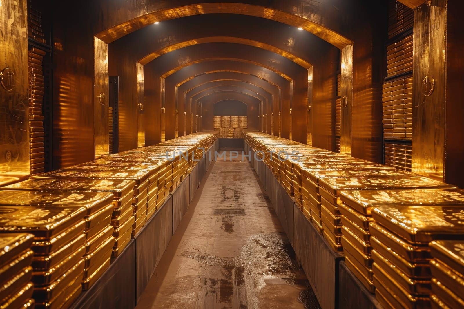 A stack of gold bars rests in the security room. by Manastrong