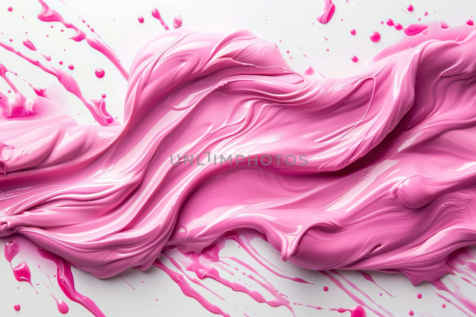 Liquid pink texture smoothly flows over a white background.