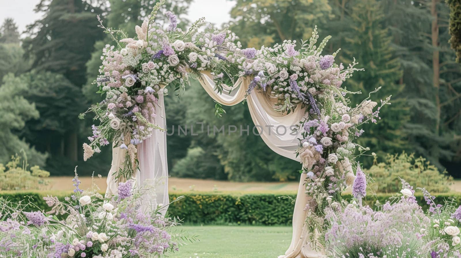 Wedding decor with lavender theme, floral decoration design and beautiful decor setting arrangement by Anneleven