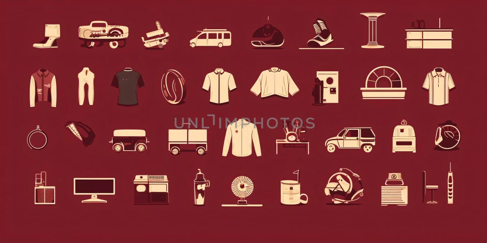 Collection of simple icons related to travel. Contains such icons as t-shirt, luggage, airplane, train, car, bus and more. by ThemesS