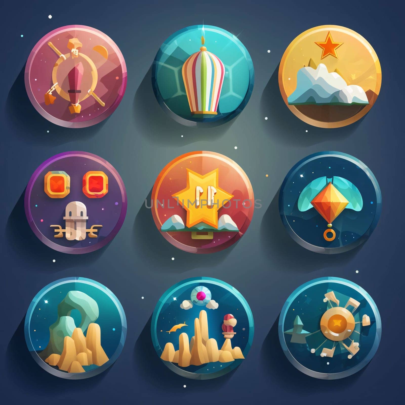 New icons collection: Cartoon space game icons set. Vector illustration of cartoon space games icons