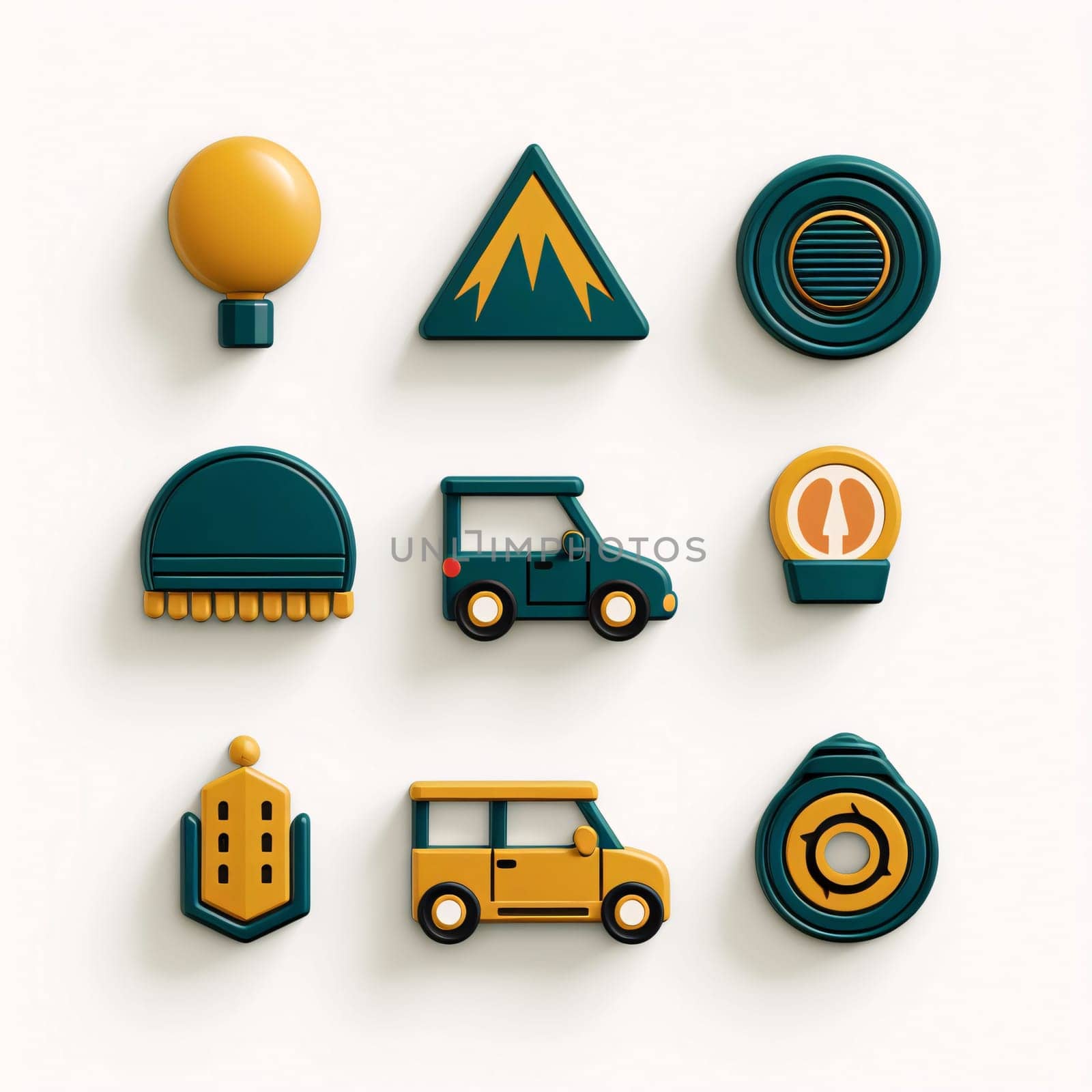 New icons collection: Set of camping icons isolated on white background. 3d illustration.