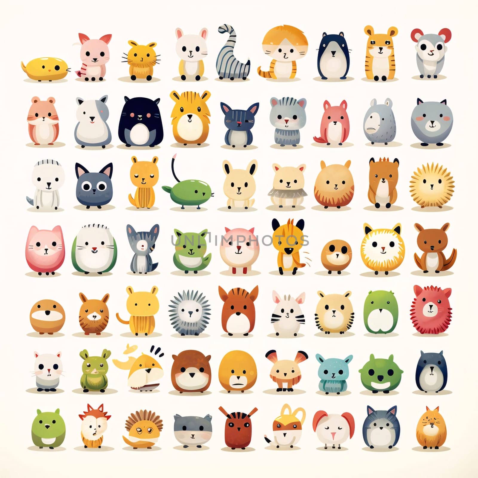New icons collection: Set of cute animals. Vector illustration. Cute cartoon animals.