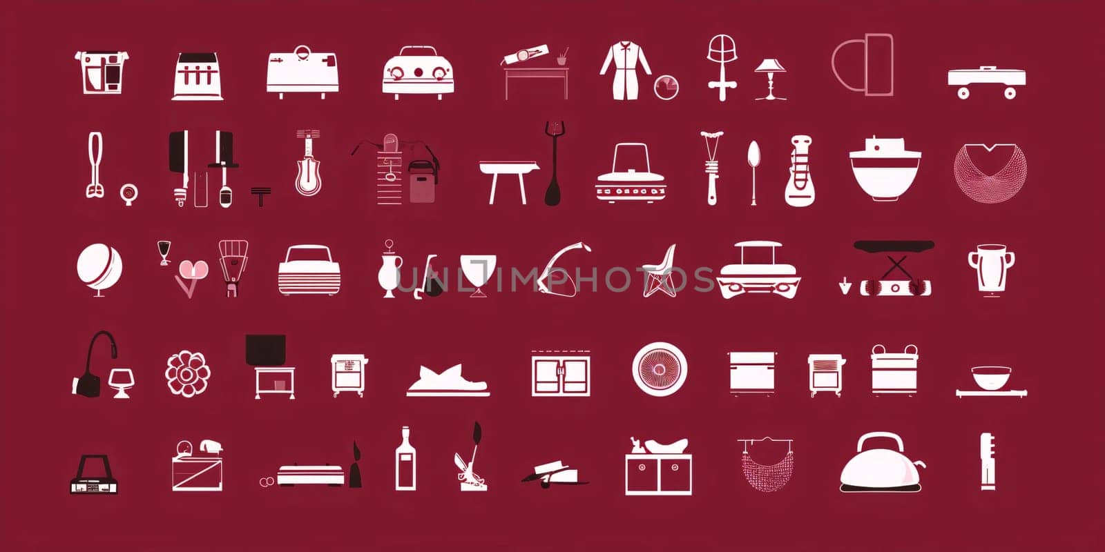 Collection simple icons of furniture. Modern color signs for websites, mobile apps and concepts by ThemesS