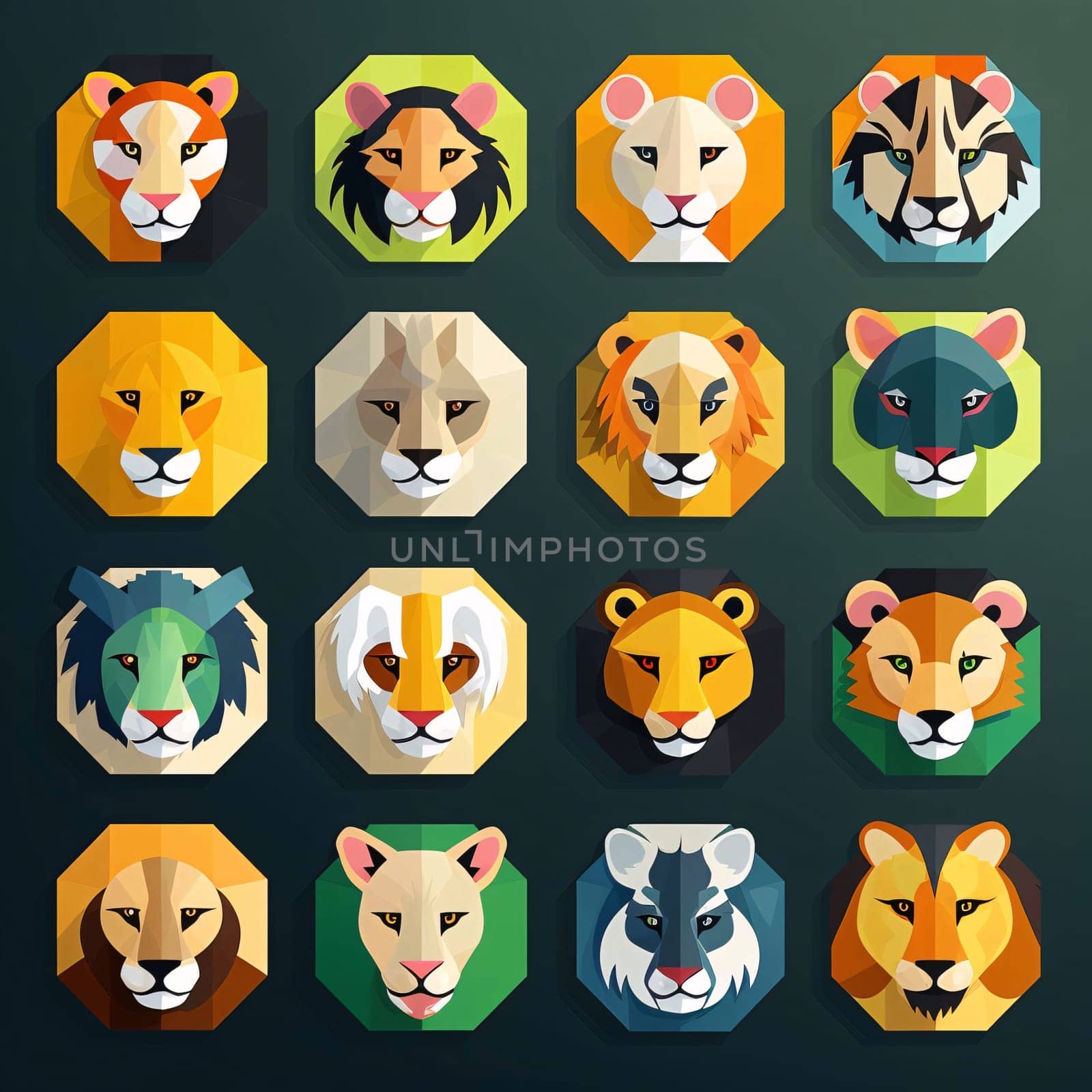 New icons collection: Set of wild animals icons in flat design style. Vector illustration.