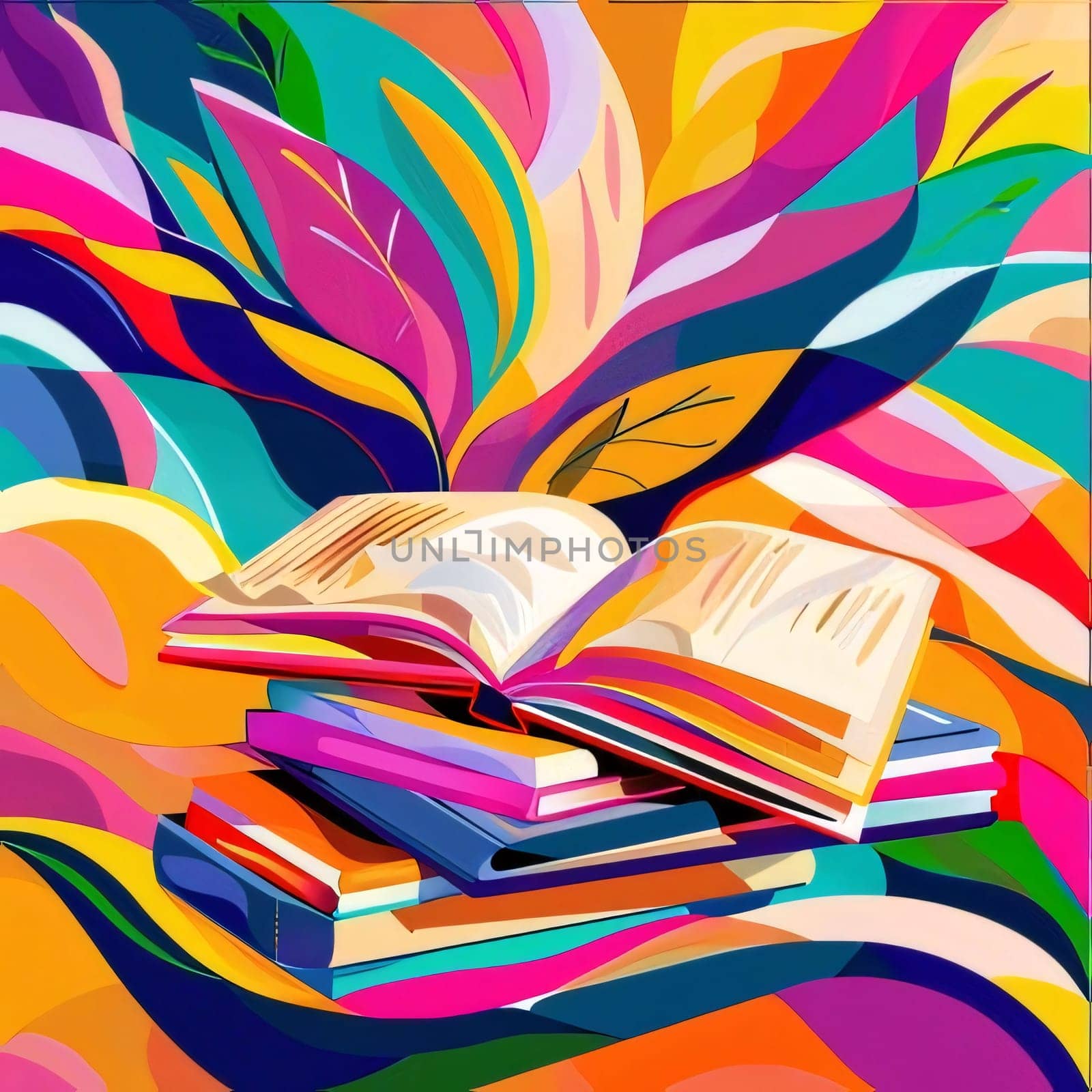 World Book Day: Open book on abstract colorful background. Back to school. Vector illustration