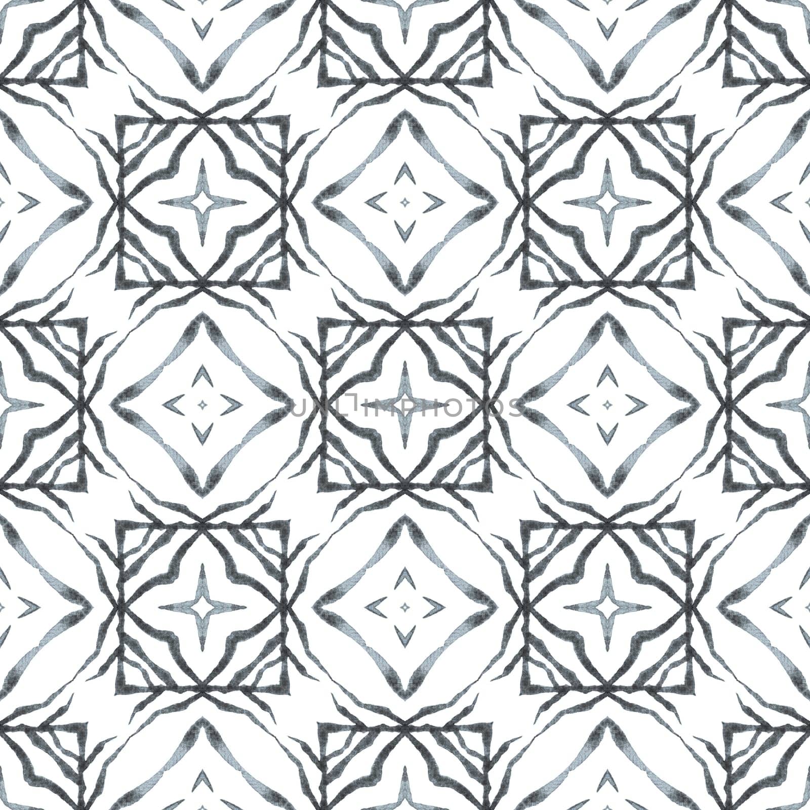 Textile ready marvelous print, swimwear fabric, wallpaper, wrapping. Black and white cute boho chic summer design. Mosaic seamless pattern. Hand drawn green mosaic seamless border.