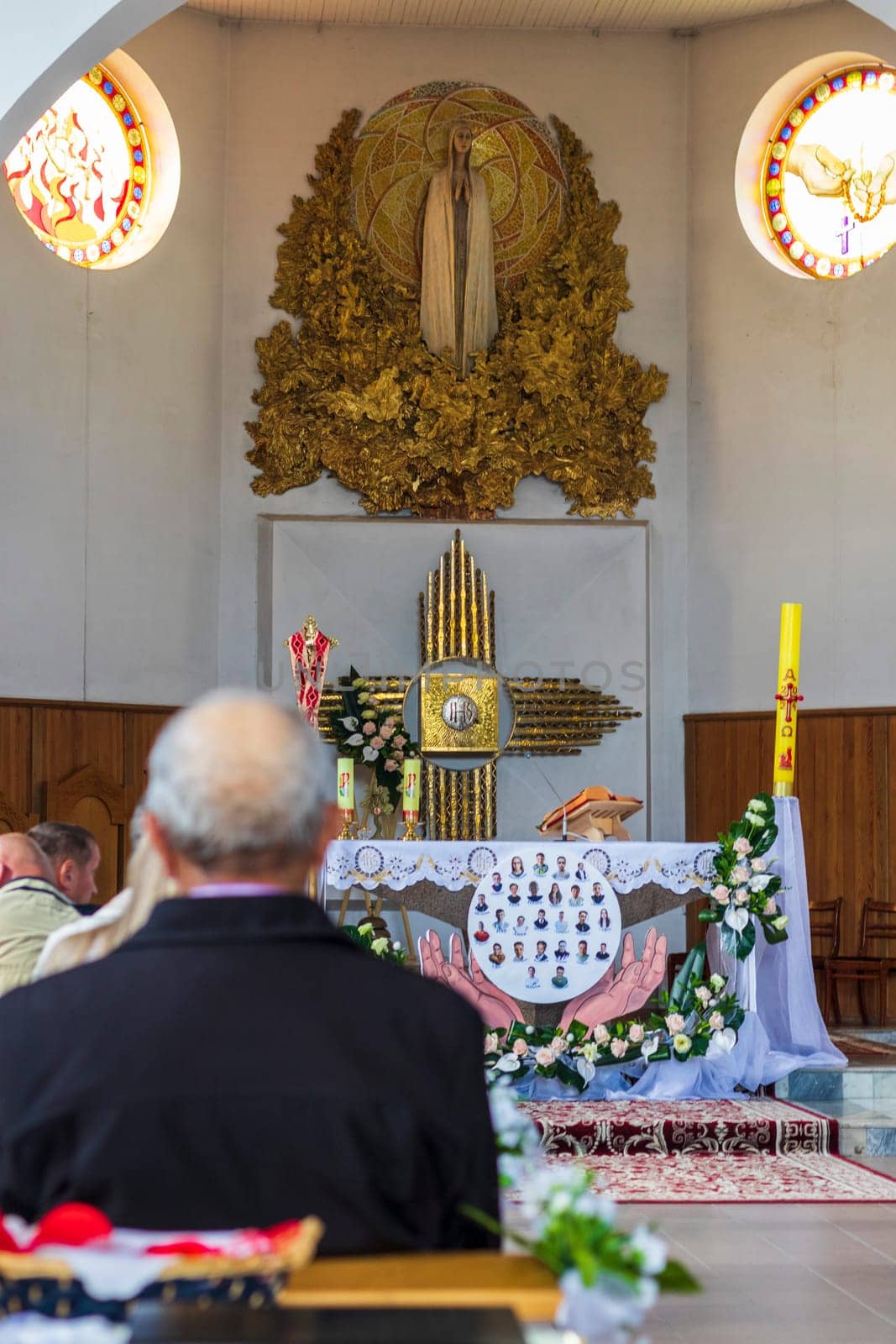 Shot of the altar at the catholic church. Religion by pazemin