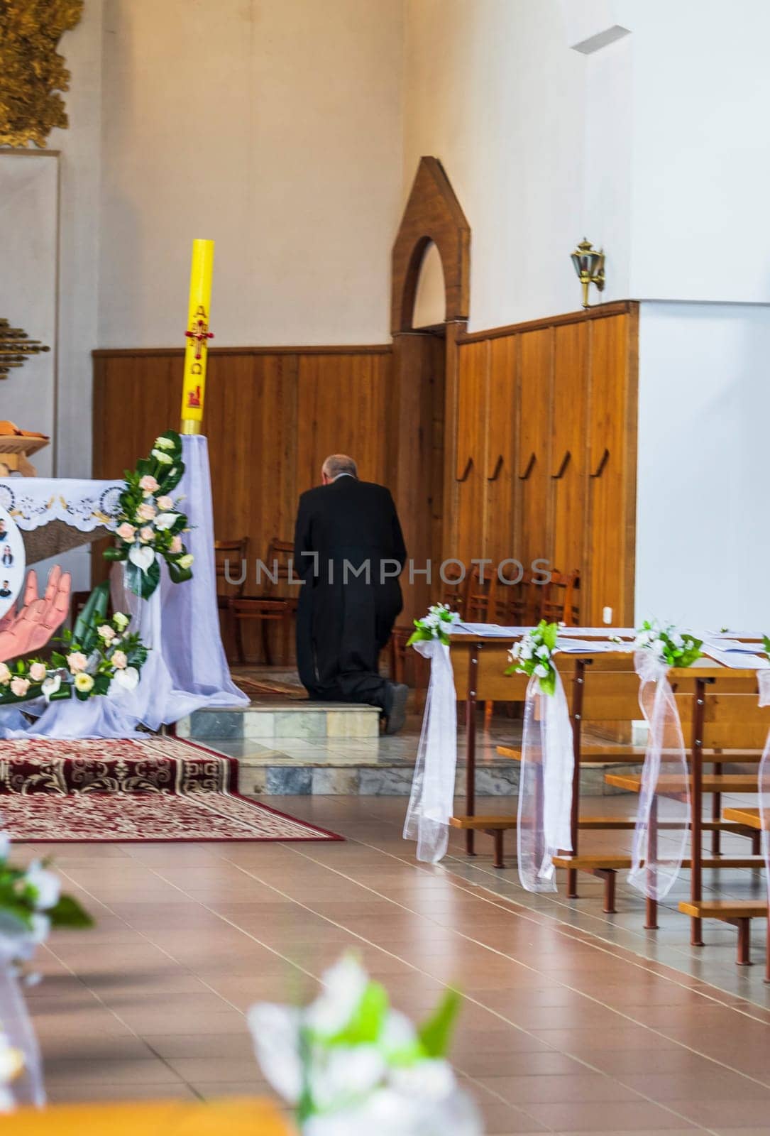 Shot of the altar at the catholic church. Religion by pazemin