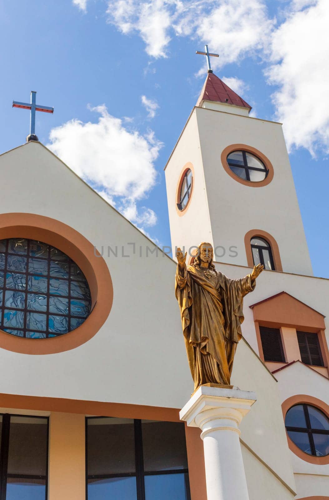 Monument to the Jesus with the blue sky on the background