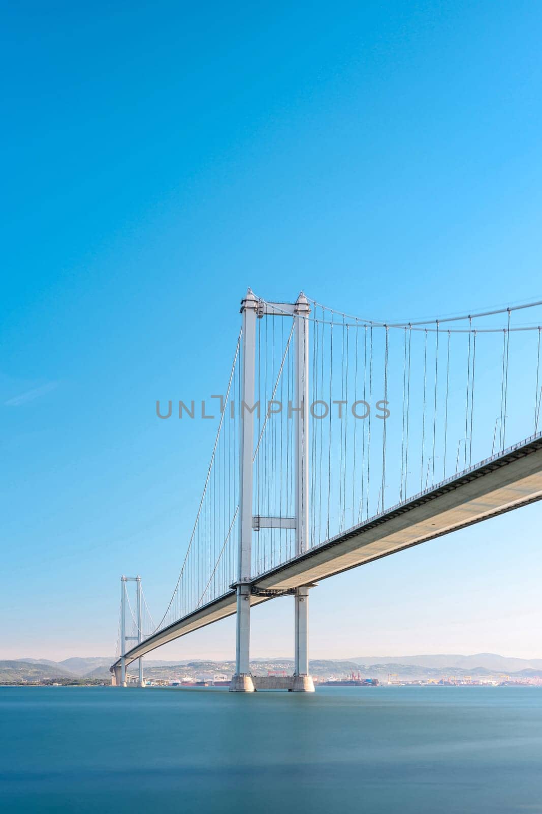 Osmangazi Bridge (Izmit Bay Bridge) located in Izmit, Kocaeli, Turkey. Suspension bridge captured with long exposure technique