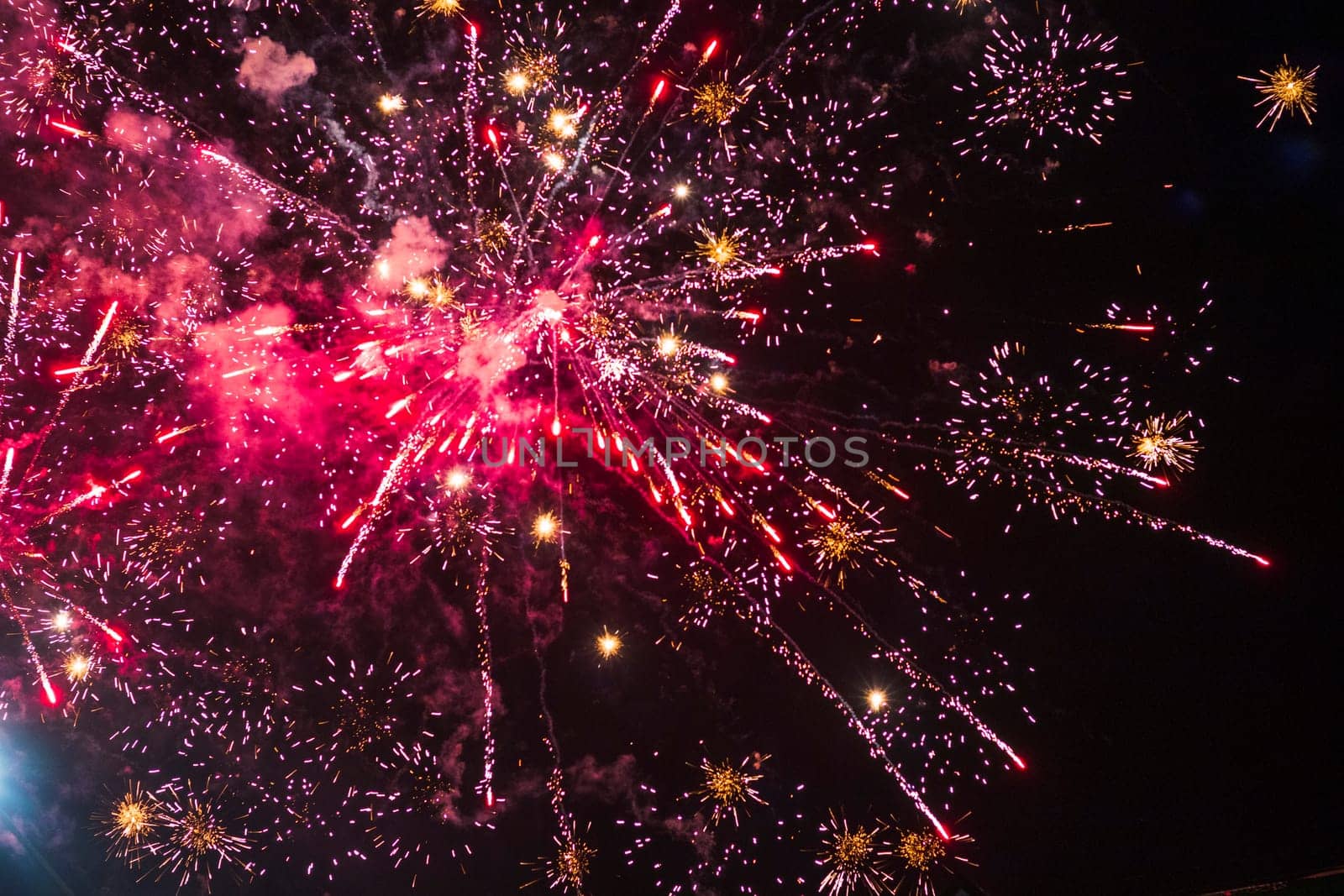 Shot of the fireworks in the night sky