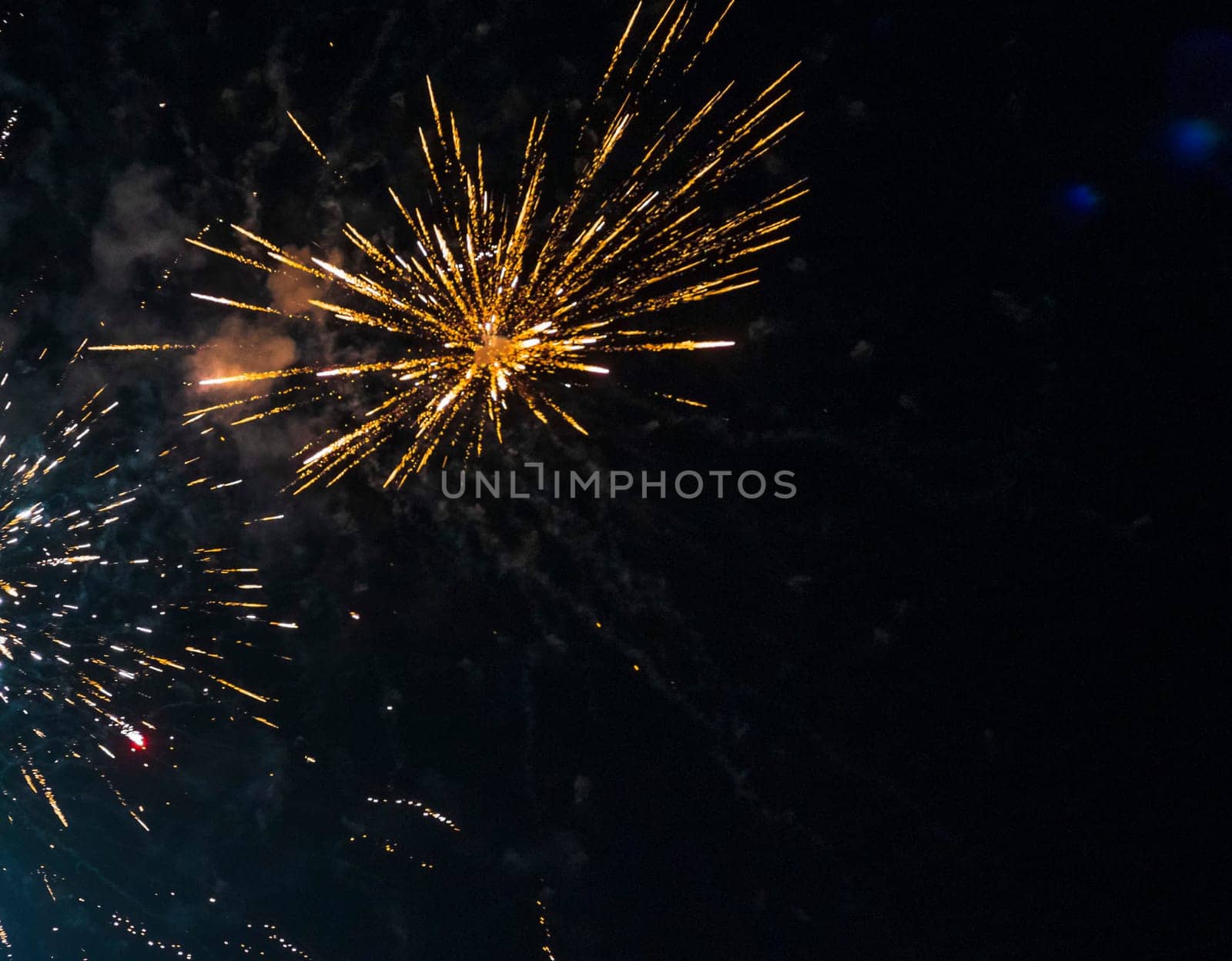 Shot of the fireworks in the night sky