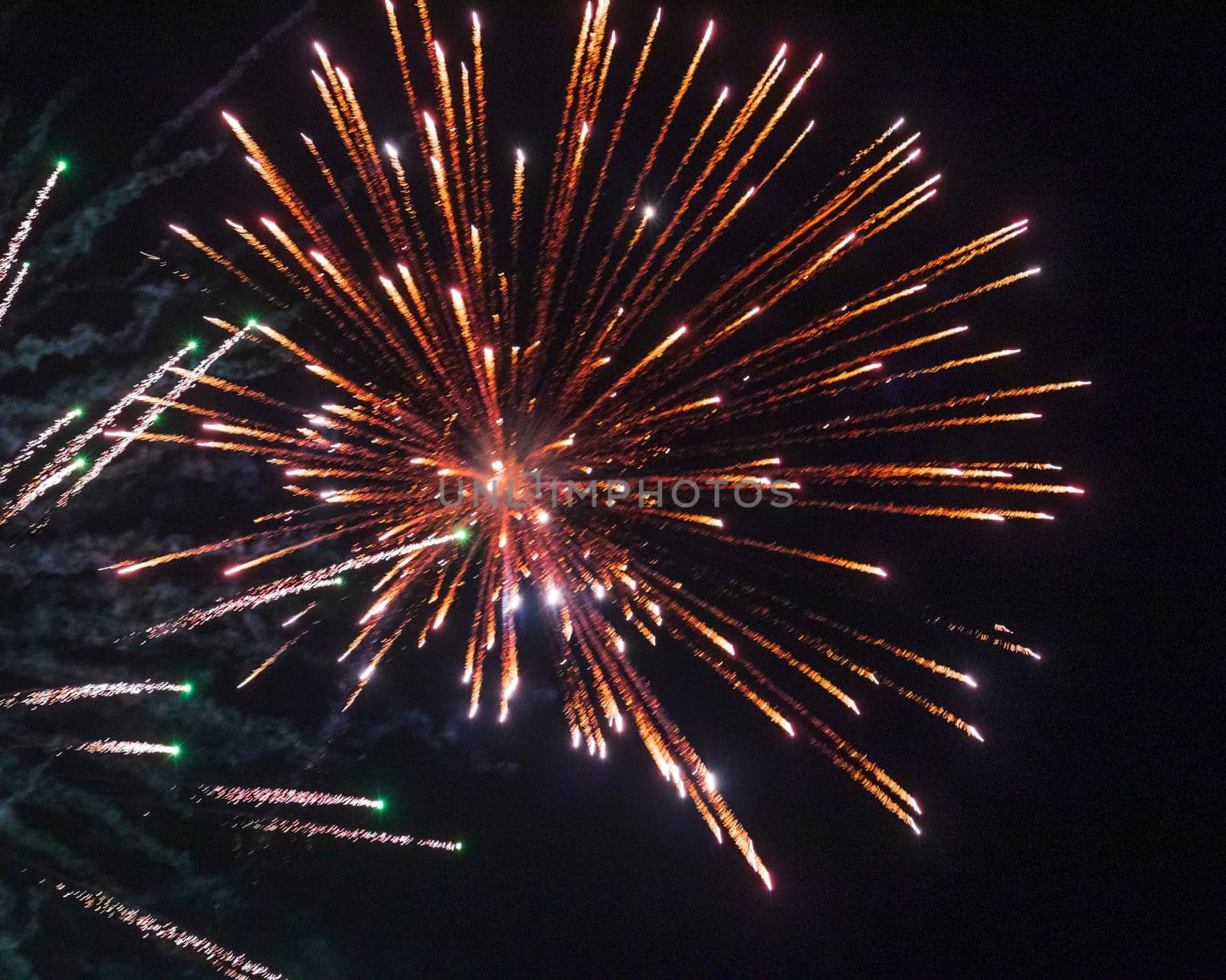 Shot of the fireworks in the night sky