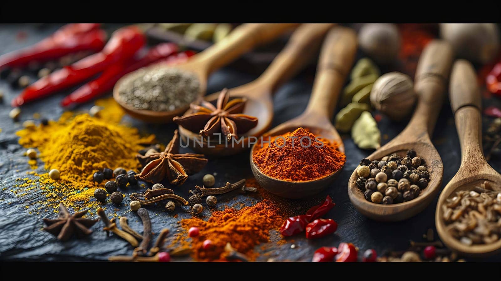 Assortment of spices and dry herbs. selective focus. food Generative AI,
