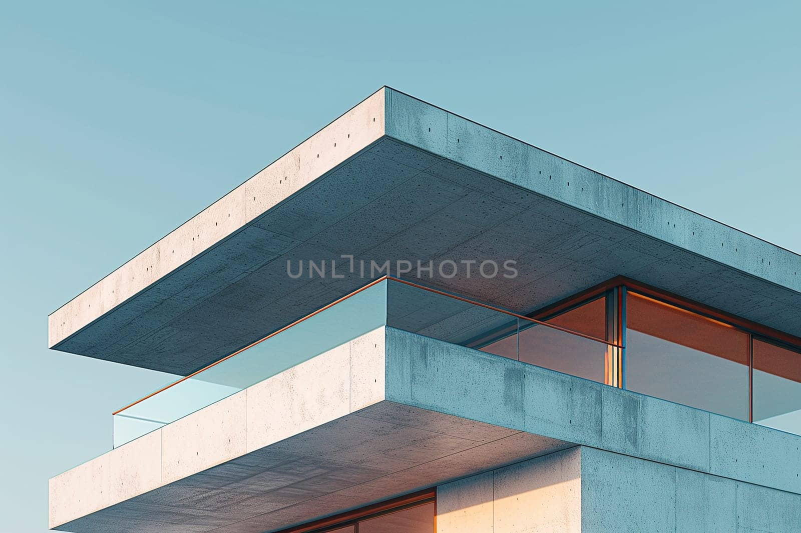 Flat roof of a modern townhouse. Generated by artificial intelligence by Vovmar